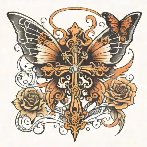 A Cross Butterfly Angel Music Magic