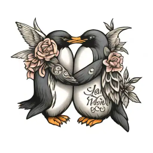 Heaven With Mother Daughter Penguin With Words Saying Love Has No End