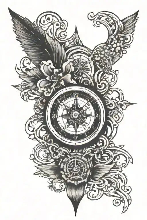 Name And Compass With Clock