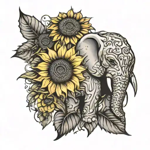Sunflower And Elephant