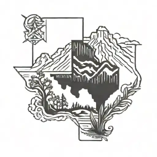 Men & Mountains Texas State Outline