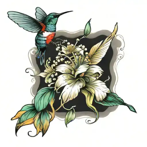 Bees Humming Bird With Flowers