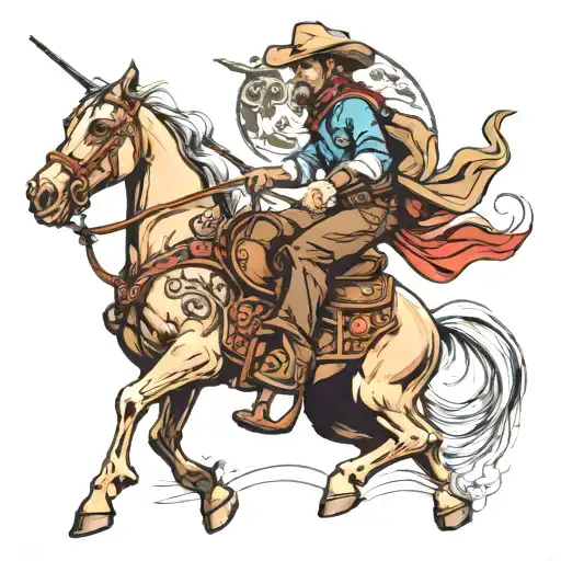 Cowboy Lassoing An Engine