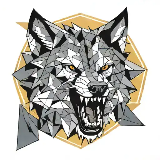 Snarling Wolf Geometric Design Incorporating