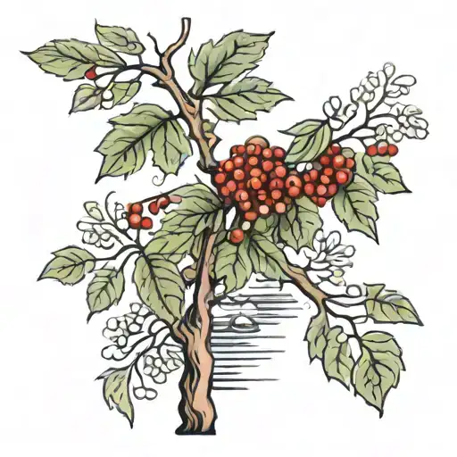 A Rowan Berry Tree Beside A River