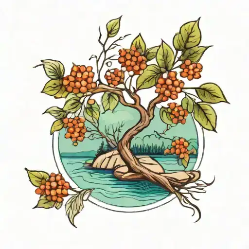 A River With A Rowan Tree Growing Beside It