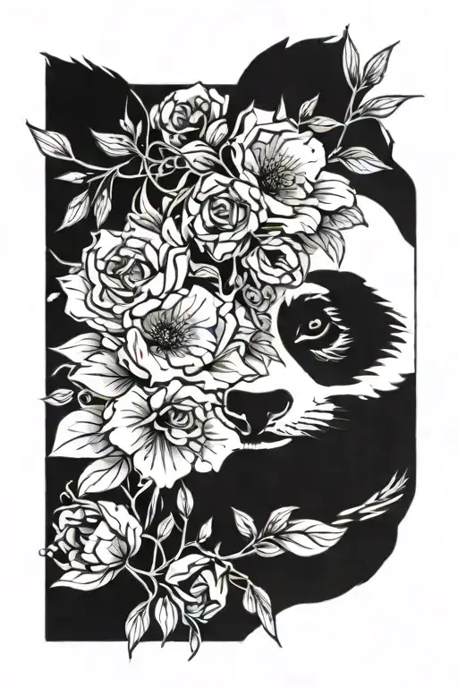 Panda Face Half Flowers