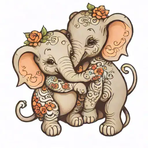 Cute Girl Elephant And Dog Hugging Each Other