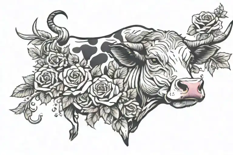 Cow With Roses