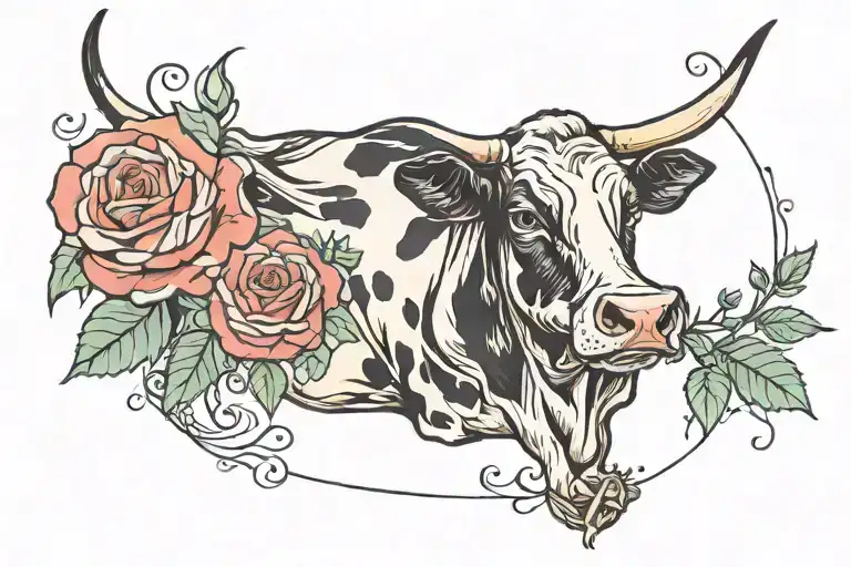 Cow With Roses
