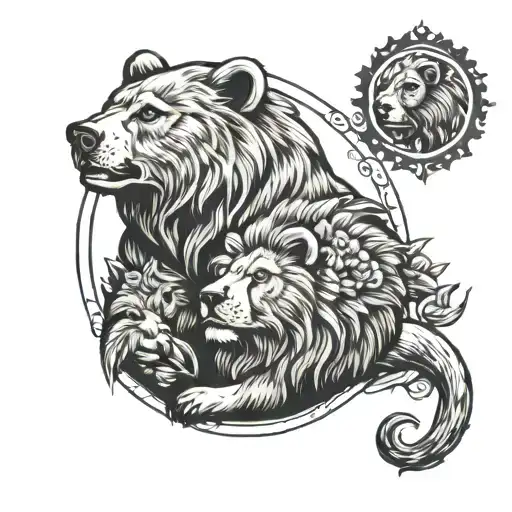 Bear And Lion Stamp