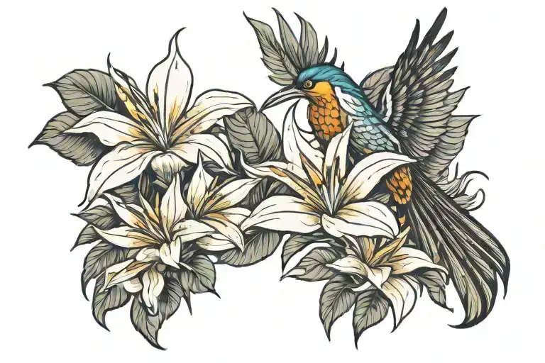 Quarter Sleeve With Main Focus As A Bird Of Paradise Flower