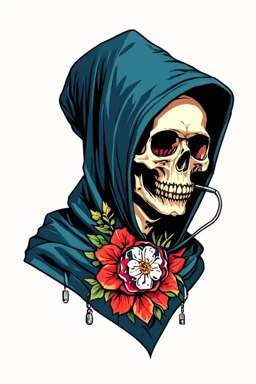 Hooded Skull With Airpods