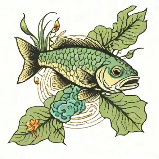 Frong And Pond Fish Swimming