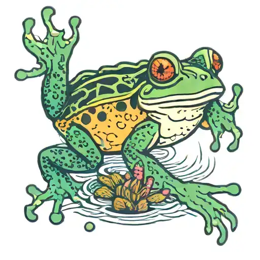 Frog And Pond Fish Swimming