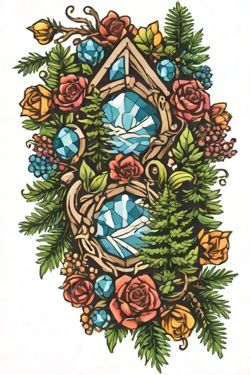 Gemstones And Fir Trees Background Looking