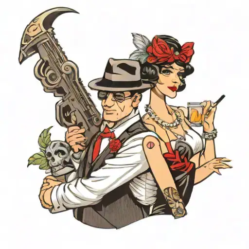 Mobster Husband And Wife In Flapper Dress