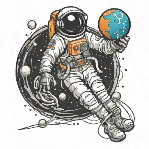 Astronaut Dunking Planet Like A Basketball Into A Blackhole