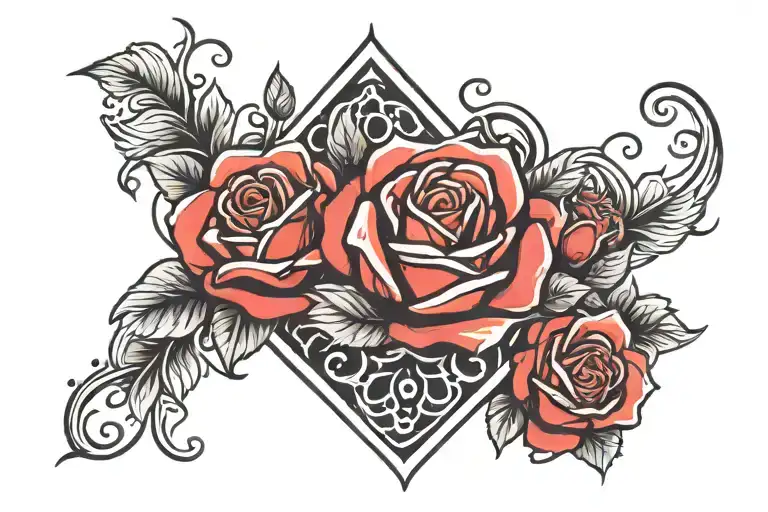 Rose And Hearts Surrounded