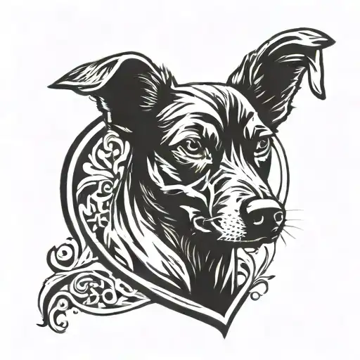 Heart Shape And Dog Siluet Negative Space