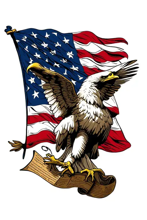 1776 Declaration Liberty Eagle Original 13 Colinies Flag And The Current Flag