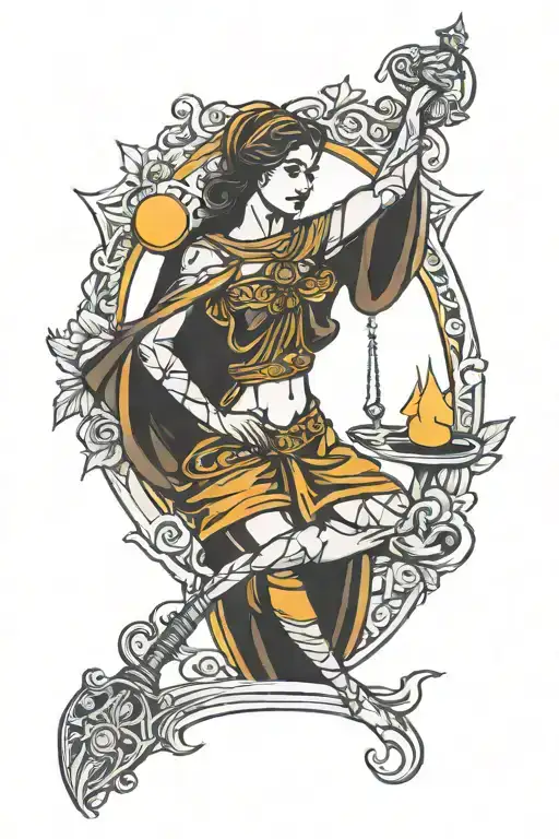 Justice Tarot Card On Shoulder