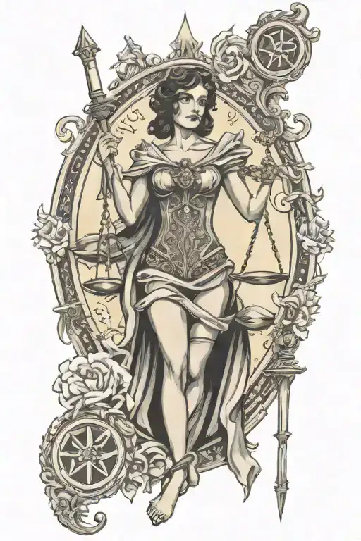 Justice Tarot Card On Shoulder