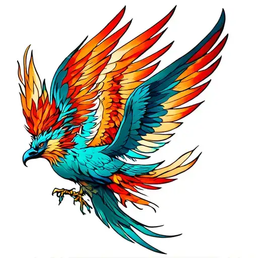 Phoenix With Delicate Flowing Wing