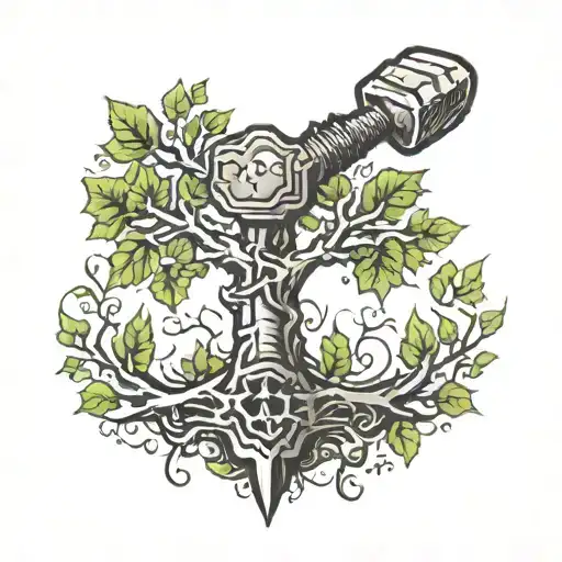 Hammer And Tree Growing