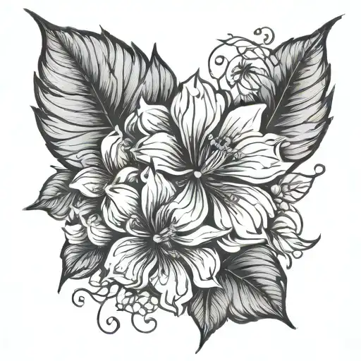 Flower Large Black Leaves