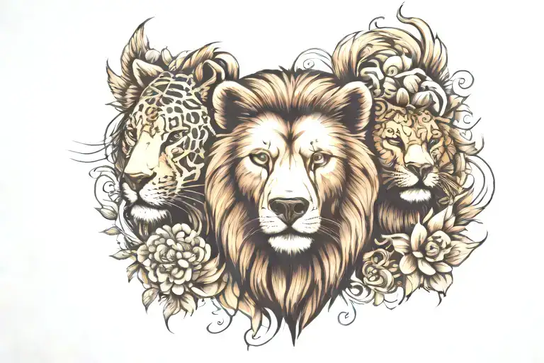 Brown Bear And Lion Surrounded