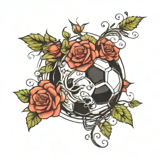 Soccer Ball Inside Roses And Vines