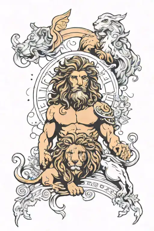 Greek God With Lion And Universe Inside