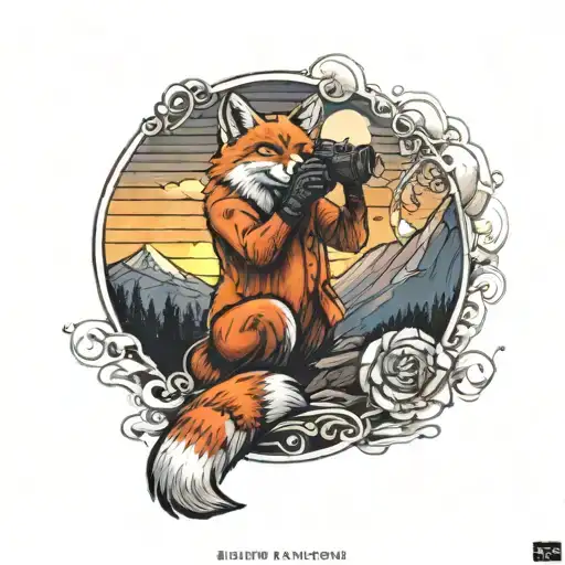 A Fox Photographer Capturing A Stunning Sunset Over The Mountains