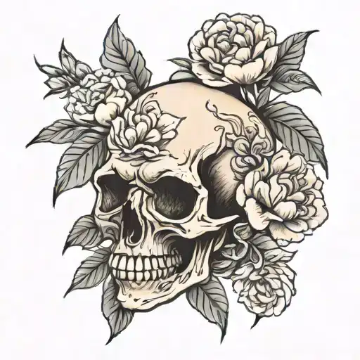 Skull In Peonies