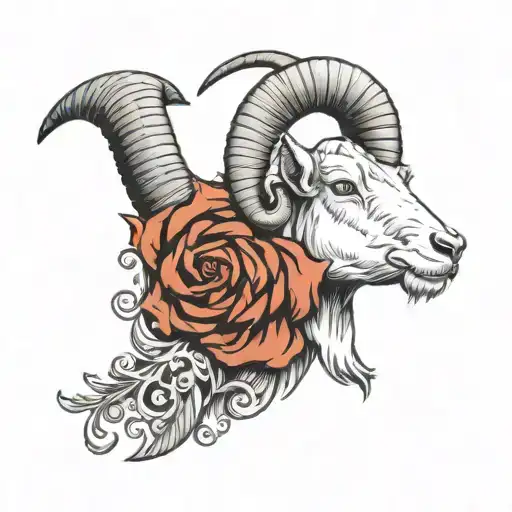 666 Sureal Goat Head Imbeded With The Scroll