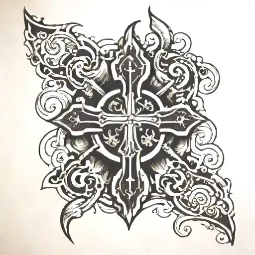 Cross With Omega Symbol