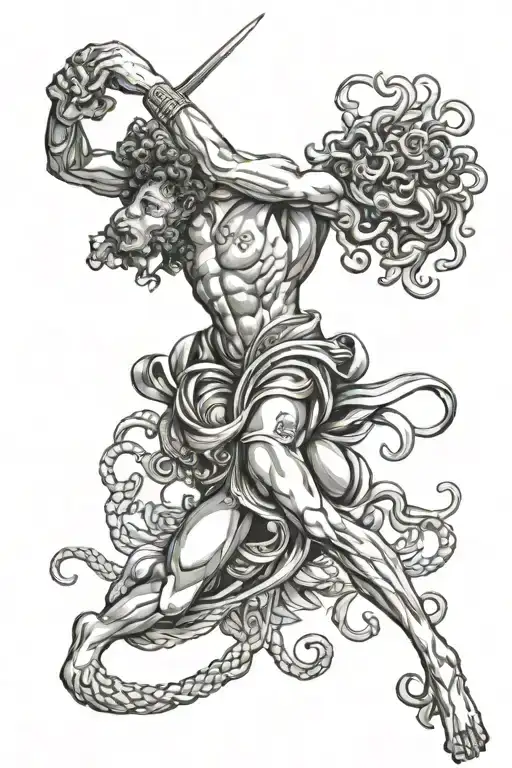 Perseus Killing Medusa Holding The Head