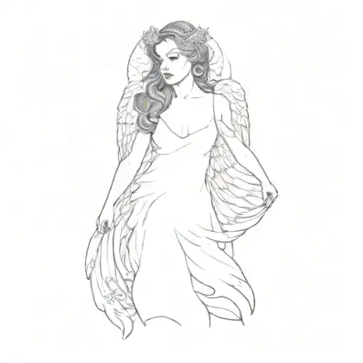 A Woman In A White Dress With Angel Wings