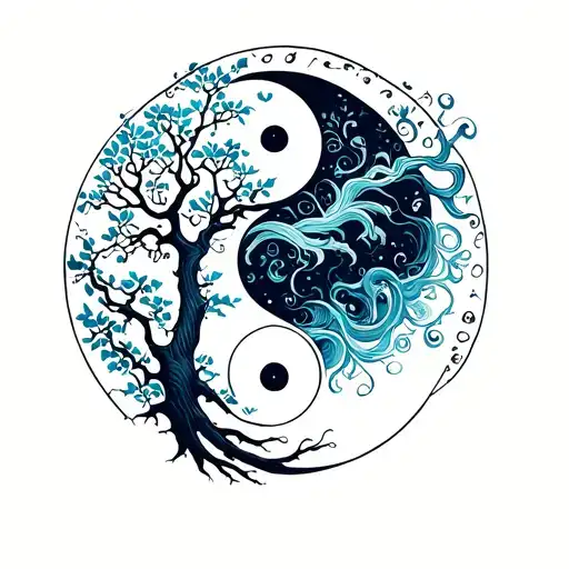Yin And Yang And Tree Of Life