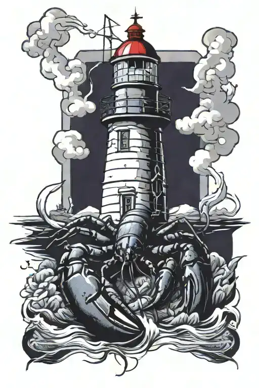 Lobster Grasping A Lighthouse