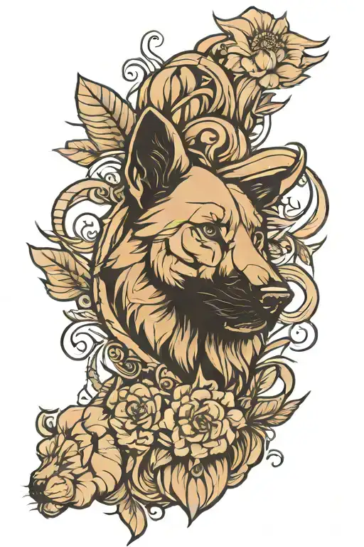 Lion Head And Malinois Dog