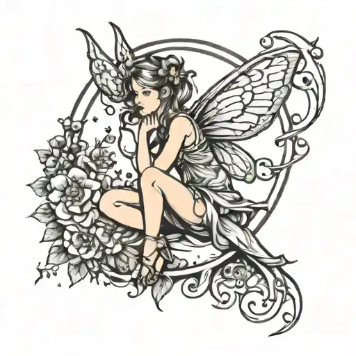 Fairy Sitting In A Moon