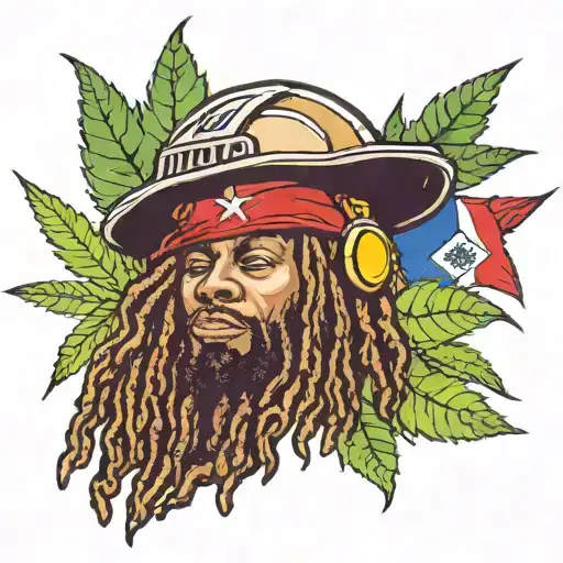Dominican Republic Hard Hat Dreadlocks Marijuana Leaf