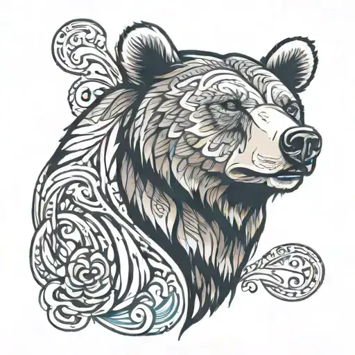 Graphic Style Tattoo On The Arm Of A Bear
