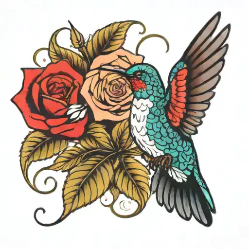 Hummingbird With Rose