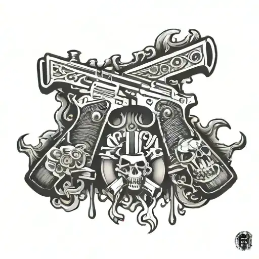 Twin 45 Guns Crossed Stack Bundles And Cadle Dripping Wax Back Back Round