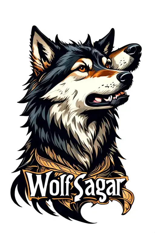 Wolf Sagar Name Tattoo Design