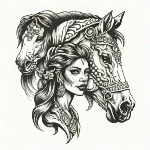 Face Gypsy Woman And Horse
