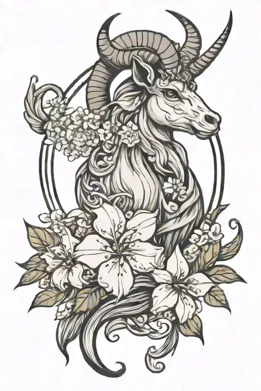 Capricorn Symbol & Jasmine Flower